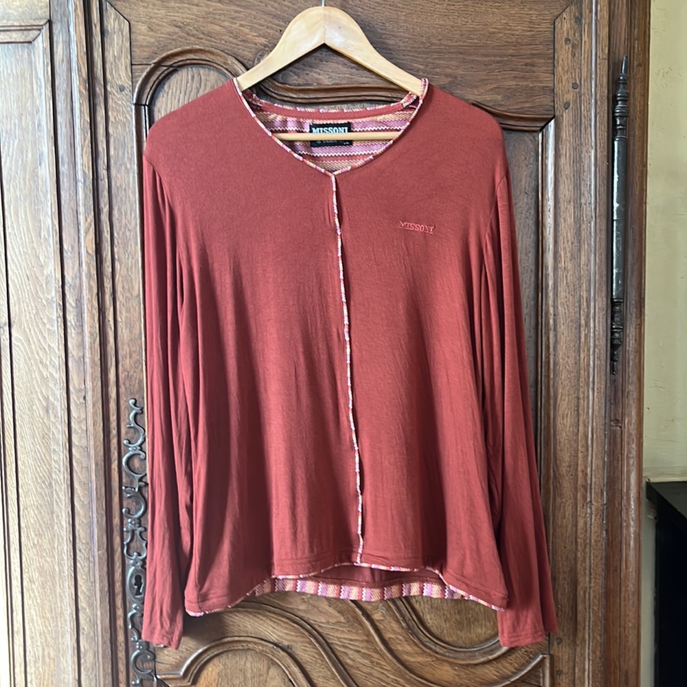 Missoni SkyTeam Pajamas Orange ZigZag Jersey Top - Picture 4 of 9